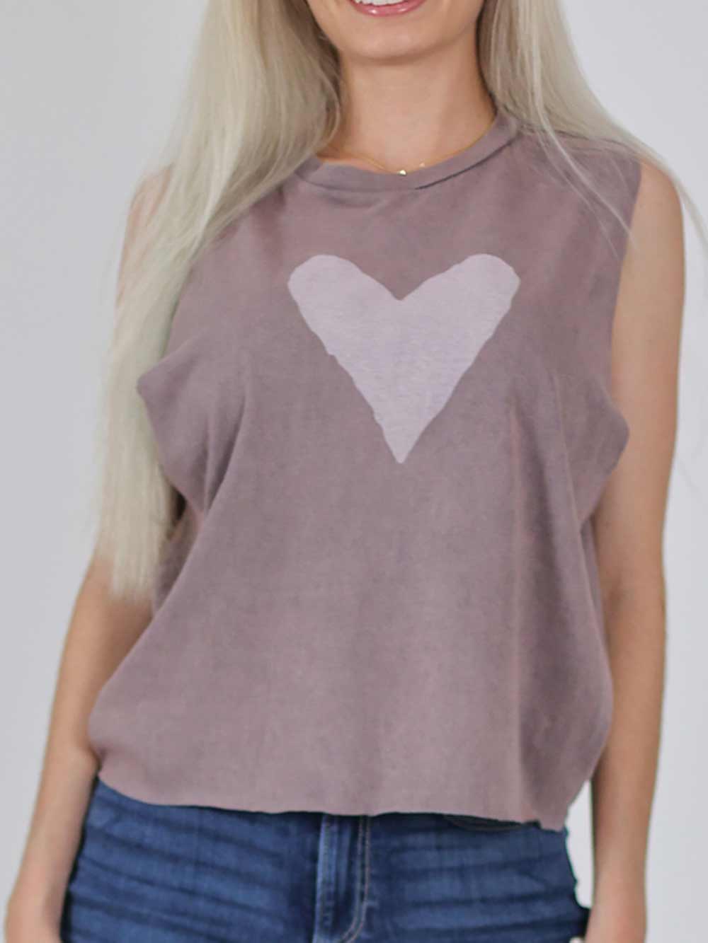 Zinc color crop top with white heart print