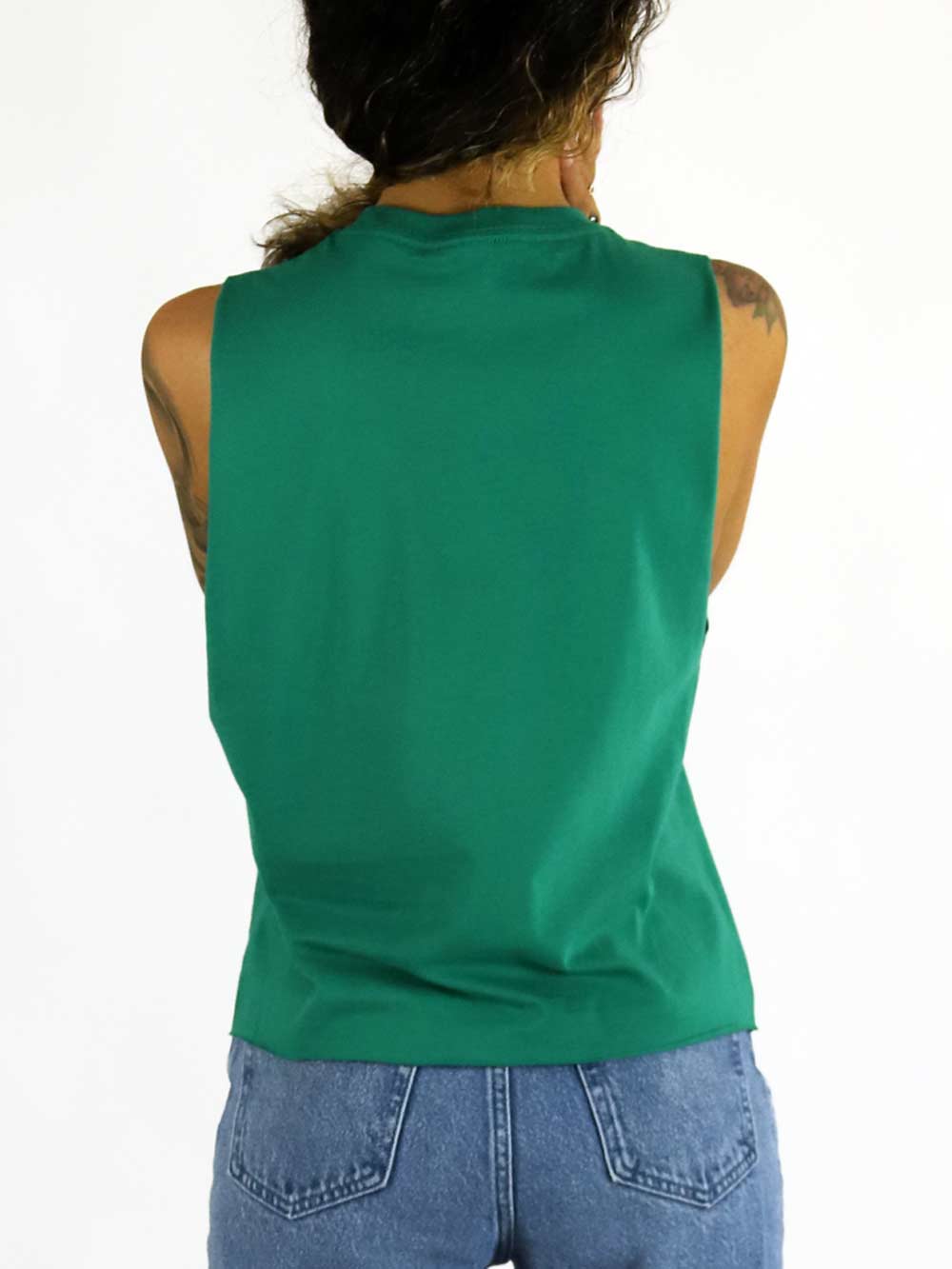 back of green shirt