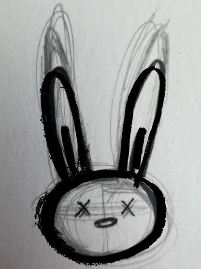 Drawing of a Bunny Rabbit with X eyes