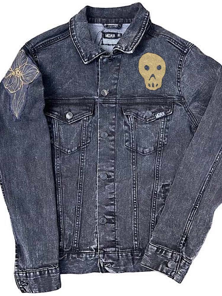 Black Denim jacket with Patches