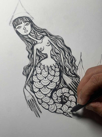 Drawing of a Mermaid unfinished