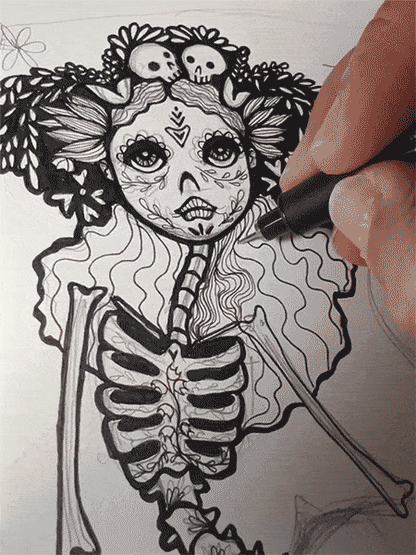 Print of Skeleton Mermaid - Luz Mar
