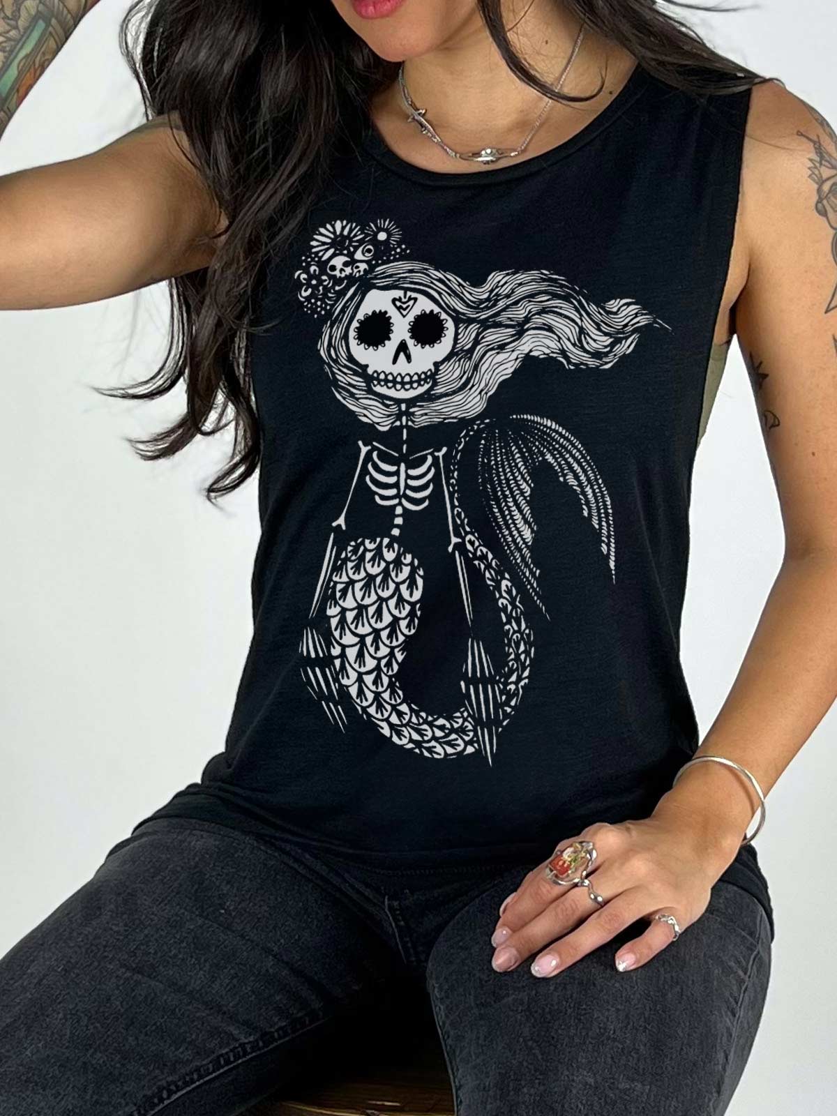 Day of the Dead Mermaid Graphic Tank - Maria