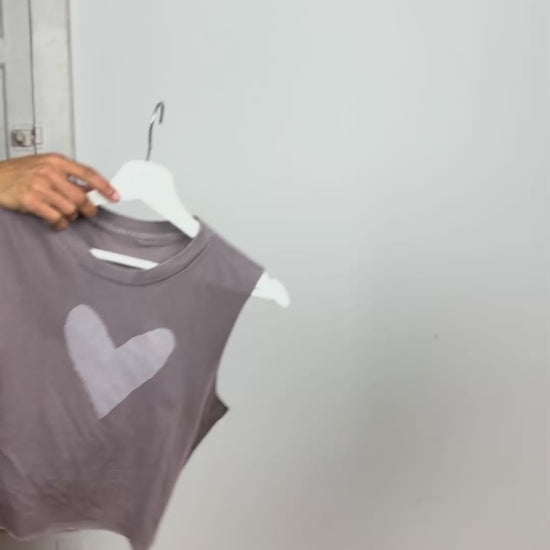 Gray Crop with heart design