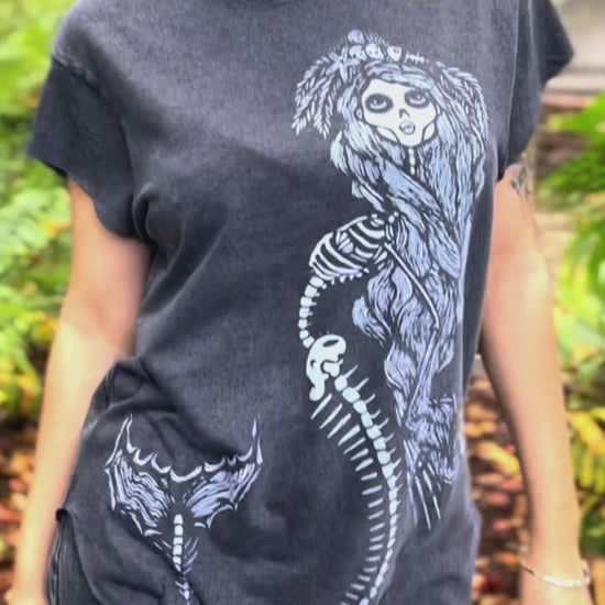 Streetwear model walking with Mermaid Tee 