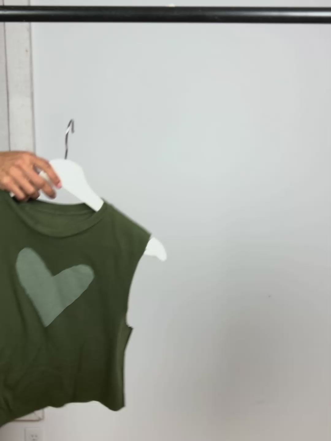vintage green crop top with heart design, video loop