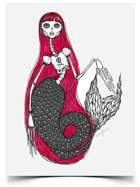 Skeleton Mermaid Print - Rendell