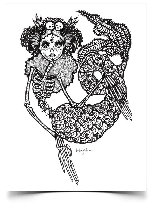 Print of Skeleton Mermaid - Luz Mar