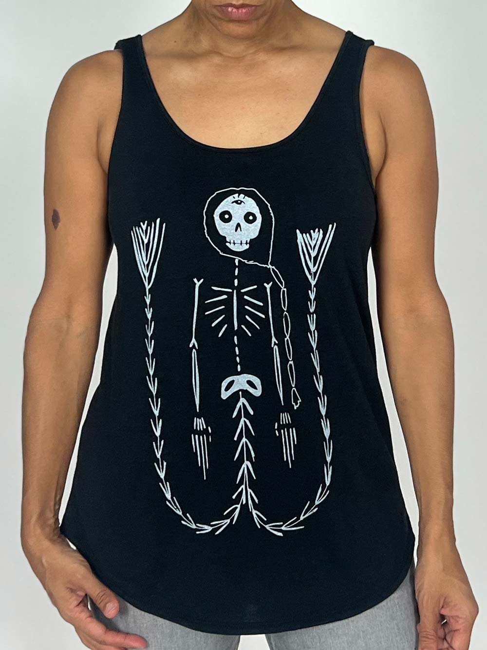 Twin Tale Skeleton Mermaid Tank Top - Libitina