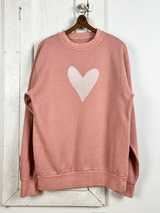 Pale Salmon color Graphic Heart Sweatshirt