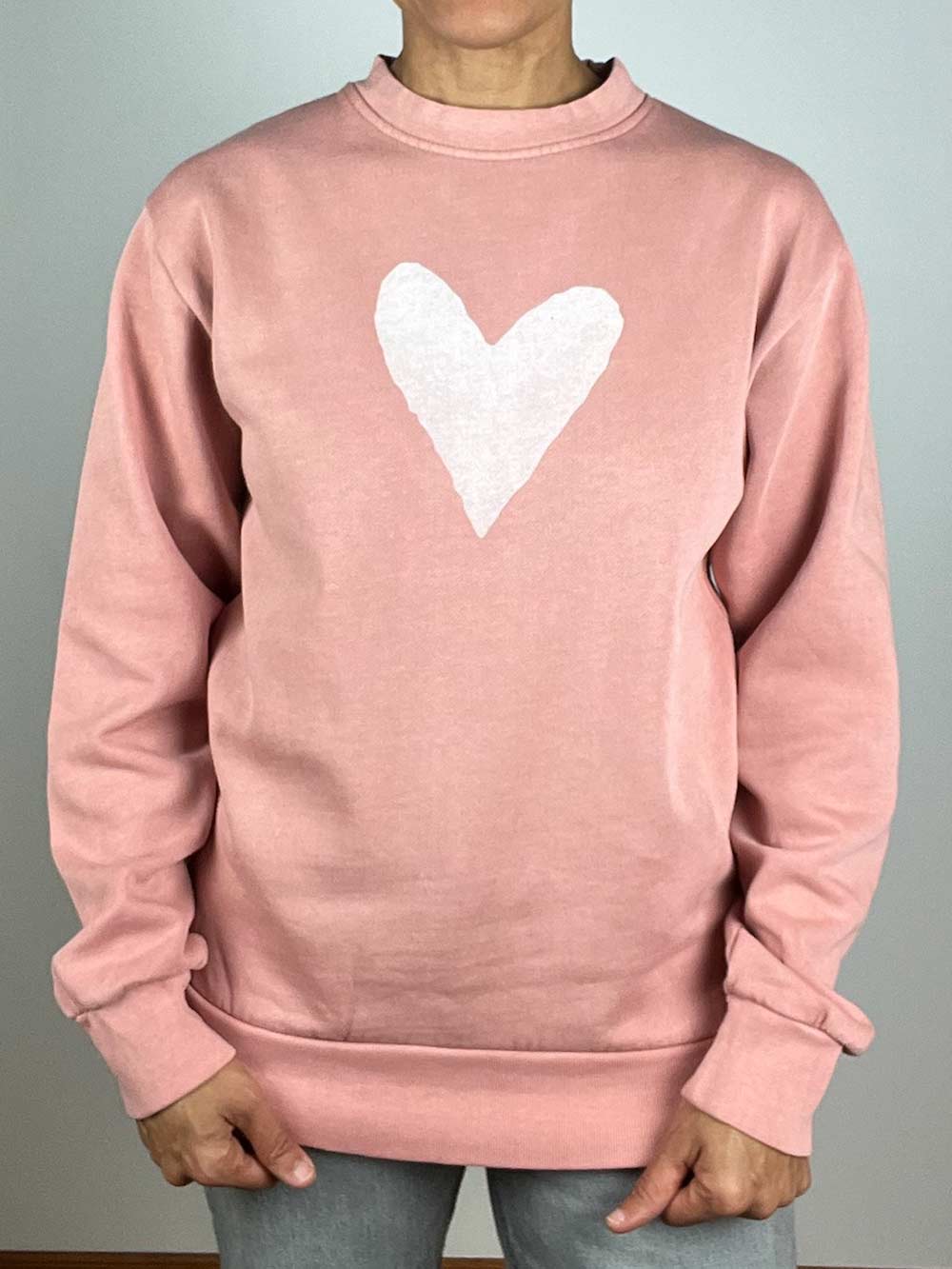 Pale Salmon color Graphic Heart Sweatshirt