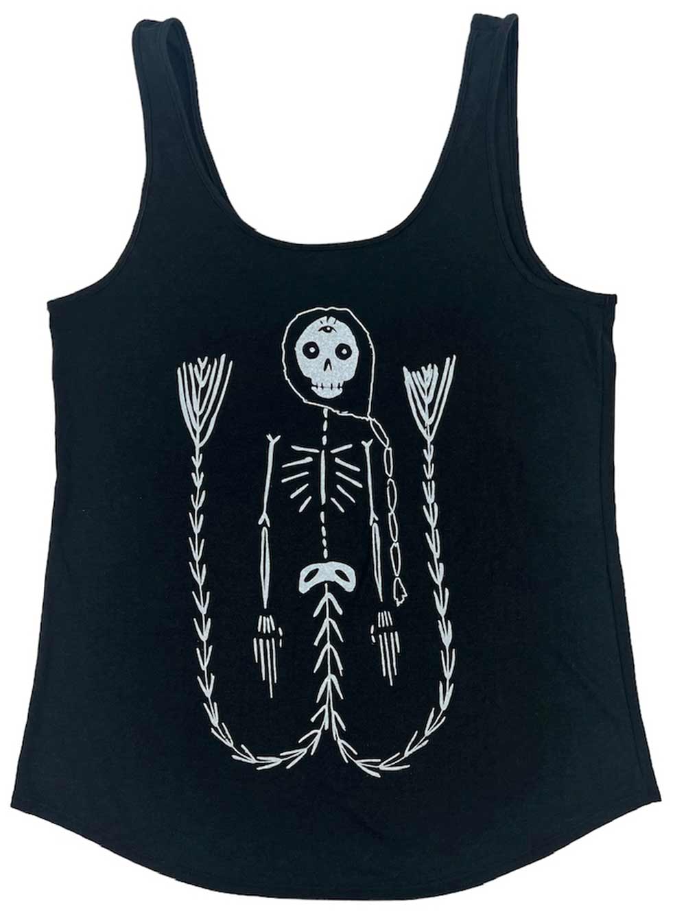 Twin Tale Skeleton Mermaid Tank Top - Libitina