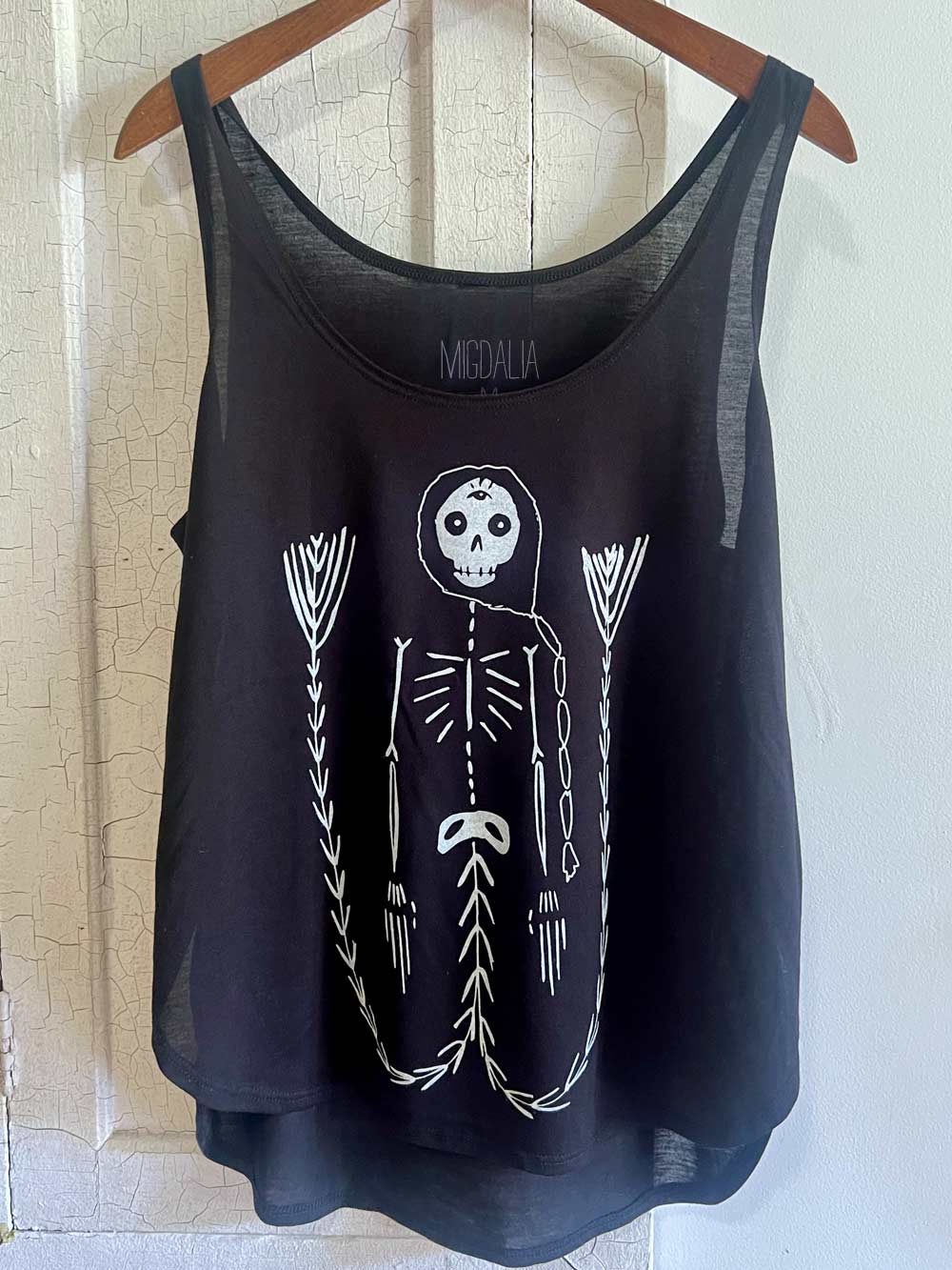 Twin Tale Skeleton Mermaid Slit Tank Top - Libitina