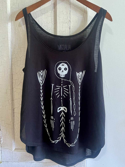 Twin Tale Skeleton Mermaid Slit Tank Top - Libitina