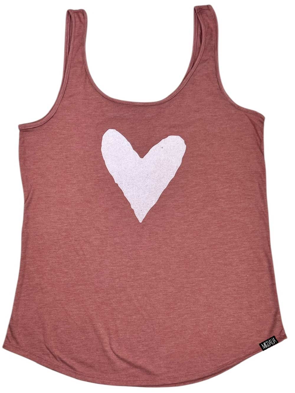 White heart design on Mauve Tank Top