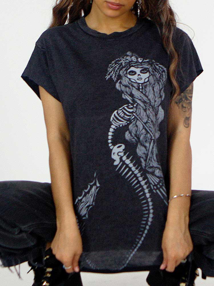 Skeleton Mermaid Graphic Tee w/ cool tail