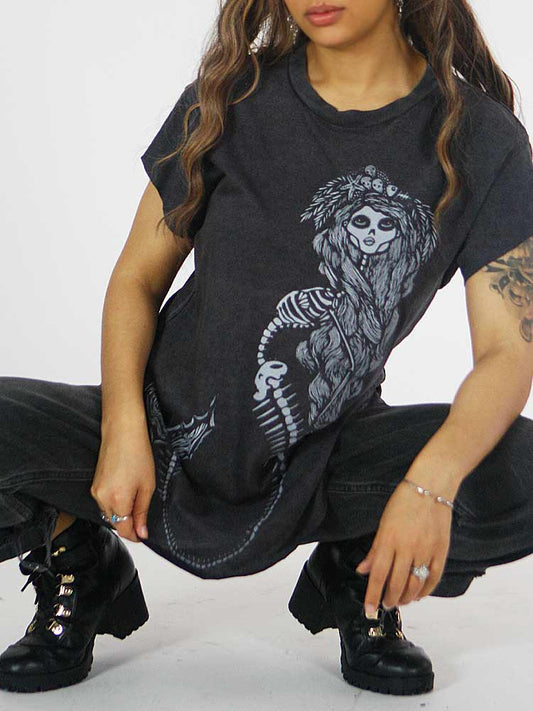 Skeleton Mermaid Graphic Tee w/ cool tail