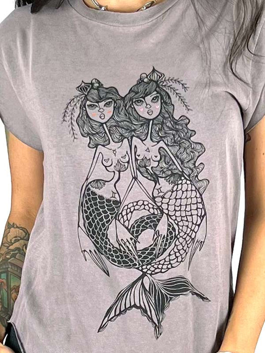 Gemini Zodiac Mermaid Graphic Boyfriend Tee