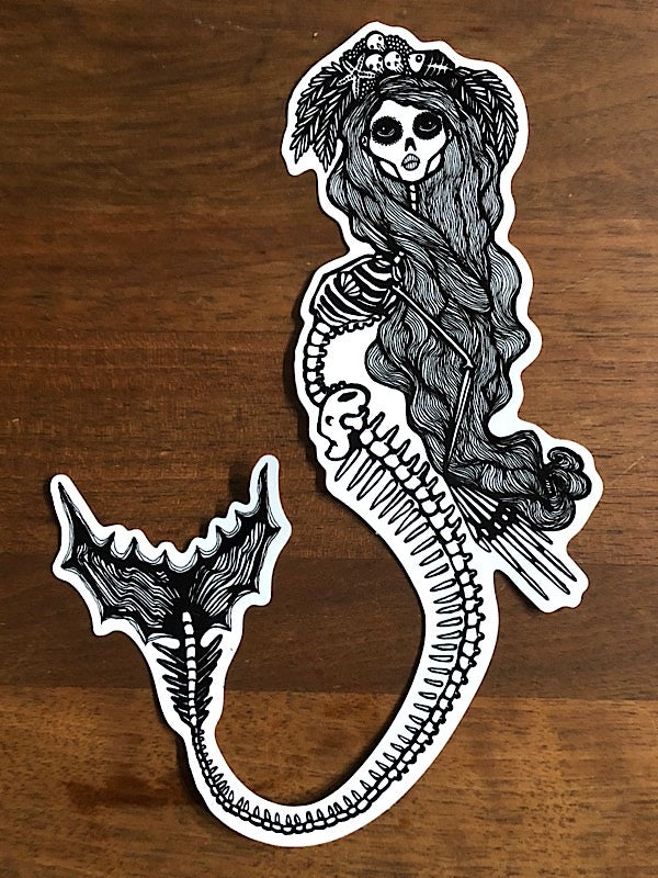 Skeleton Mermaid Sticker - Ceto