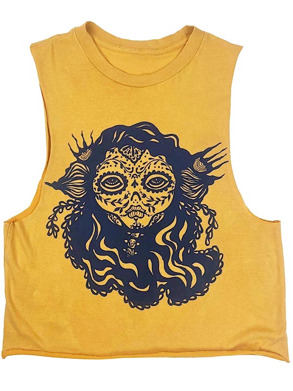 Lady of the Dead Design on Yellow Muscle Tank