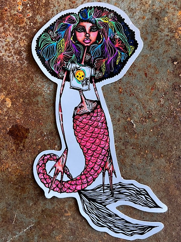Sticker Colorful Afro Latina Mermaid
