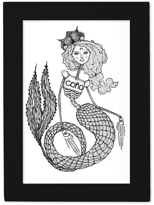 Sugar Skull Mermaid Print, Coño