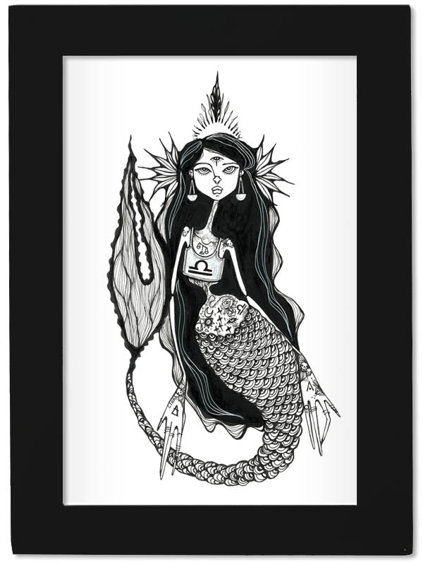 Frame Print of Libra Zodiac Mermaid
