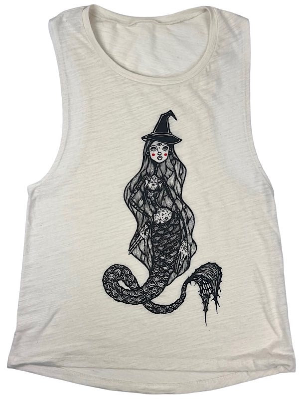 Witch mermaid graphic design tank top