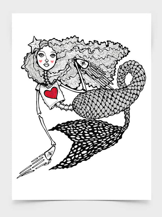 Corazón Heart Shirt on Mermaid Drawing