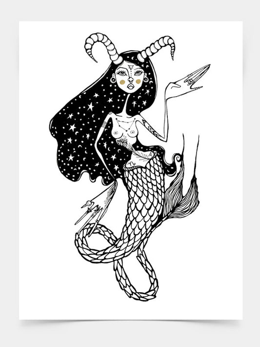 Print Capricornio Mermaid