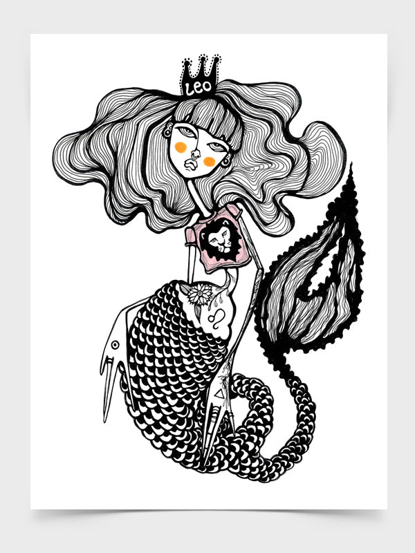 Leo Zodiac Mermaid Print