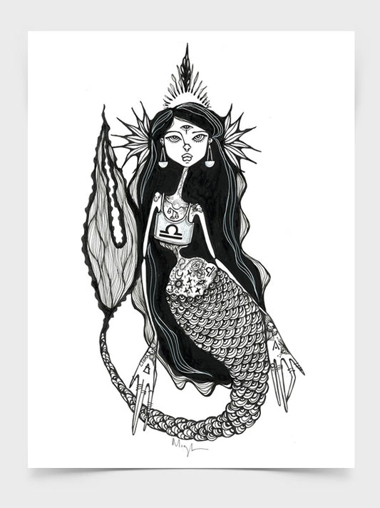 Libra Zodiac Mermaid Print