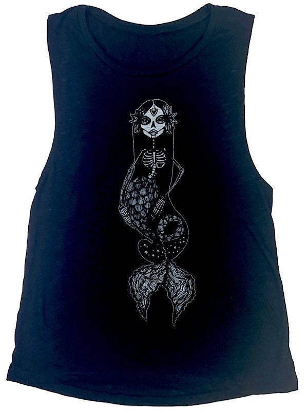 black tank top with mermaid design