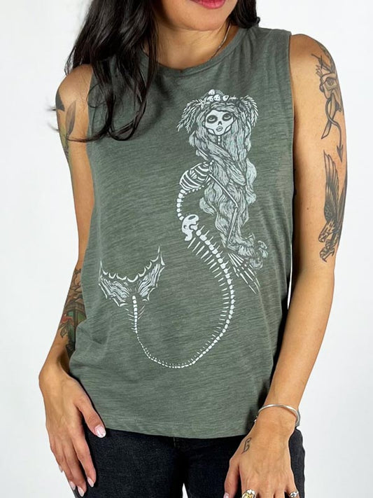 Skeleton Mermaid Ceto Graphic Muscle Tank