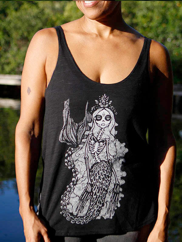 Womens Slit tank with Graphic Mermaid