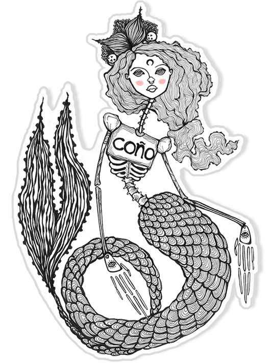 Vinyl Sticker Mermaid Sugar Skull Cono